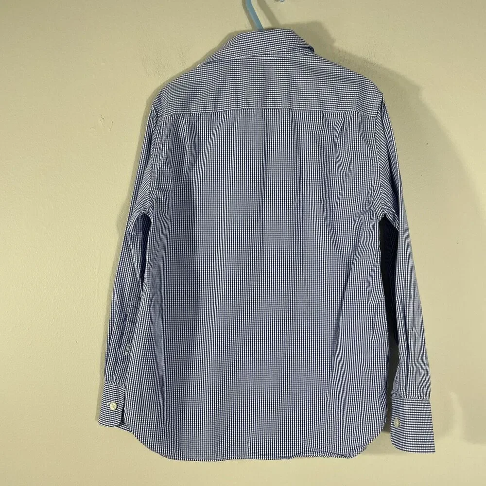 Crewcuts Thompson Plaid Button Up Shirt Boys Size 8 Long Sleeve Blue White - Picture 3 of 8